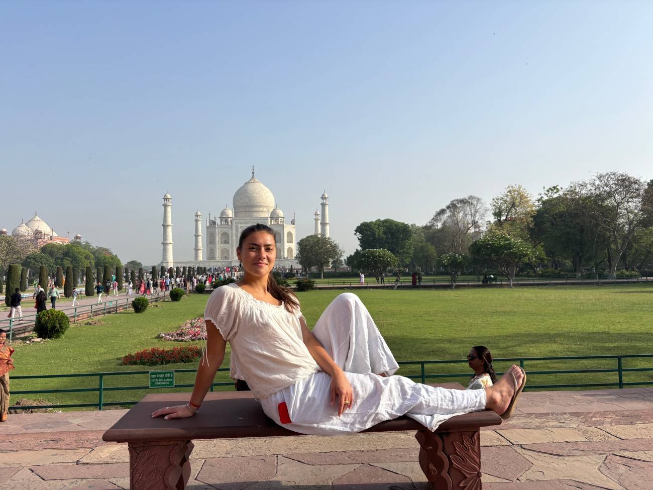 tourist capturing the moment in the taj mahal